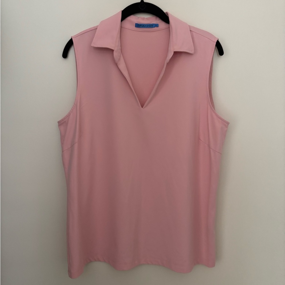 J Mckaughlin Soft Collared V-Neck Sleeveless Top - Pink